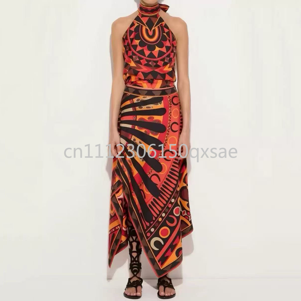 Streetwear Brand Logo Design - Classic Design Women's Brown Dress Sets