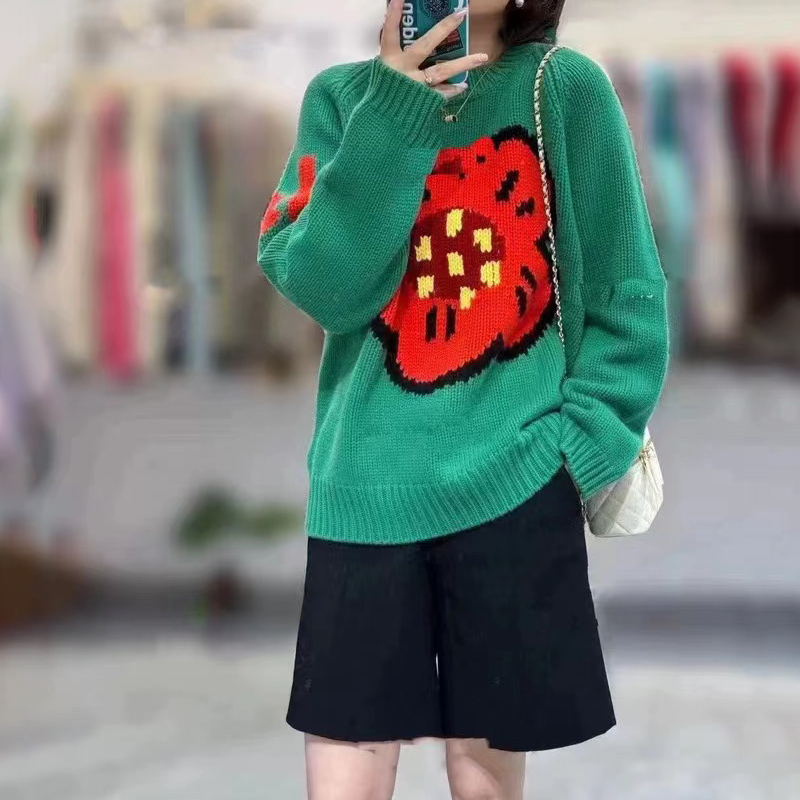 Streetwear Brand Flower - Ladies 100% pure cashmere sweater flower
